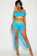 Sexy Turquoise Gold Sheer Storybook Fantasy Princess J 3 Pc. Costume Set