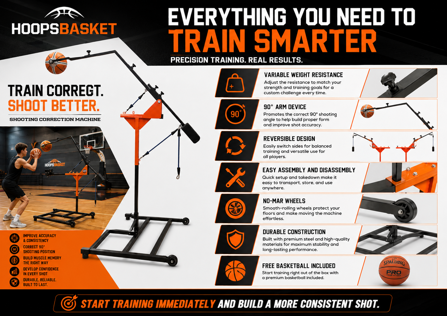 Máquina de corrección de tiro - Entrenamiento de baloncesto Hoopsbasket