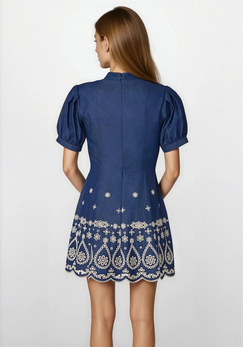 Ellena Dress – Denim/Ivory