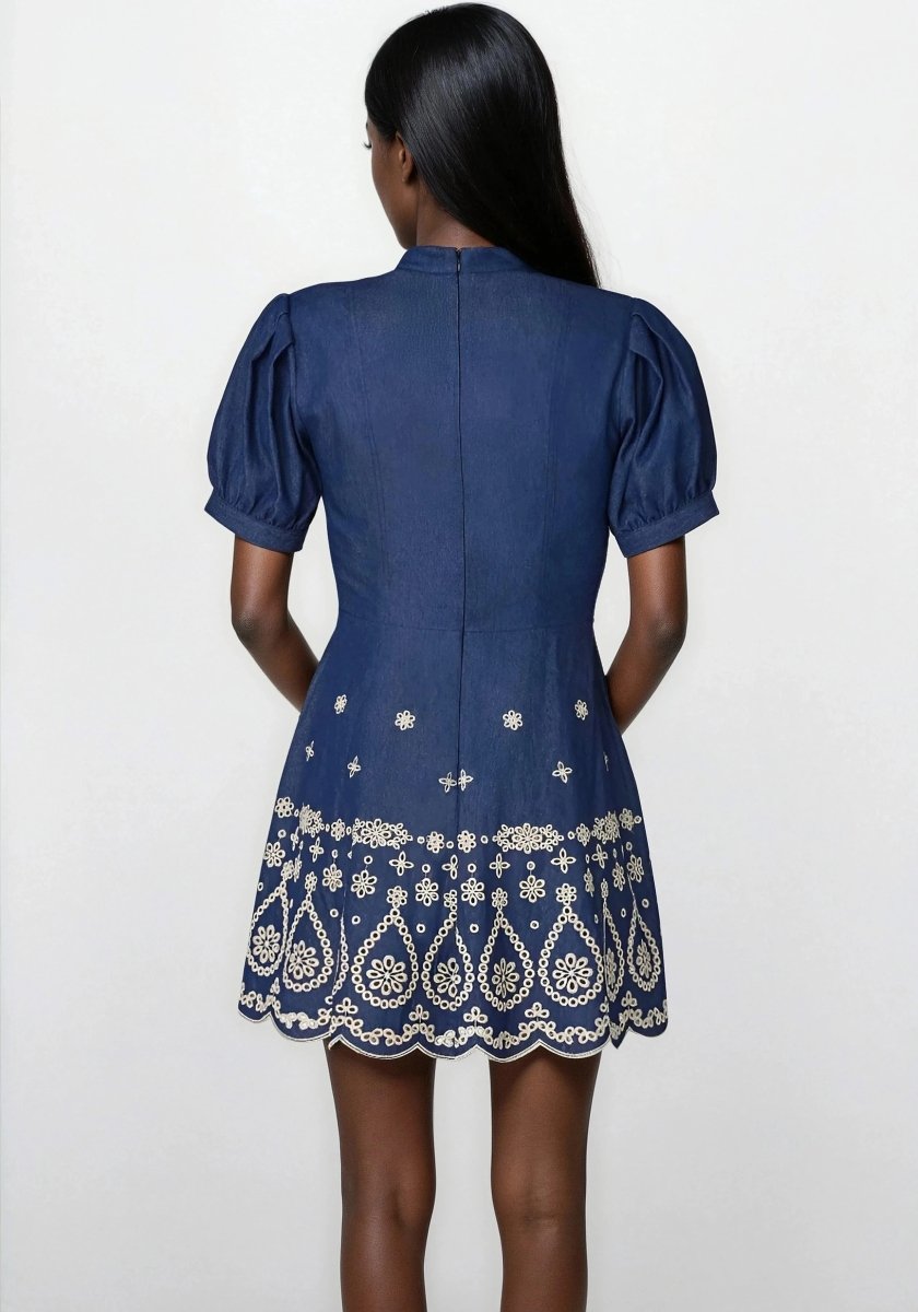 Ellena Dress – Denim/Ivory