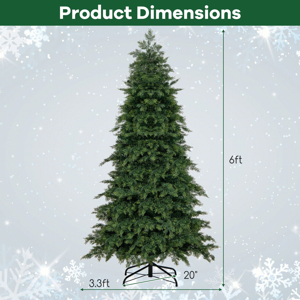 6/7.5 Feet Pre-Lit Artificial Christmas Tree with 11 Modes and Metal Stand