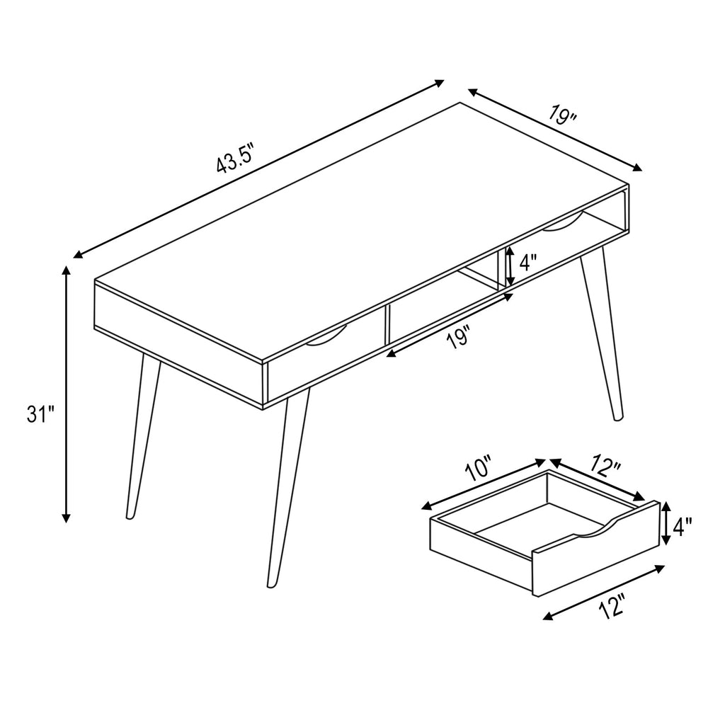 Stylish Computer Desk Workstation with 2 Drawers and Solid Wood Legs