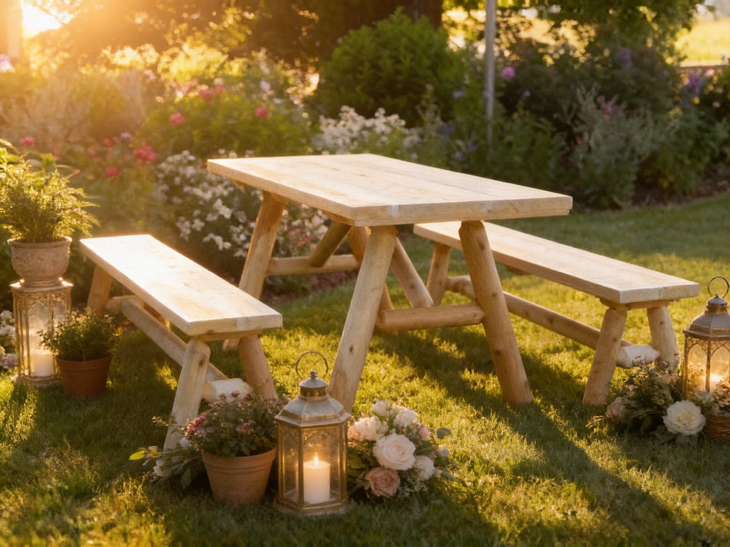 Mesa de comedor rústica de madera maciza