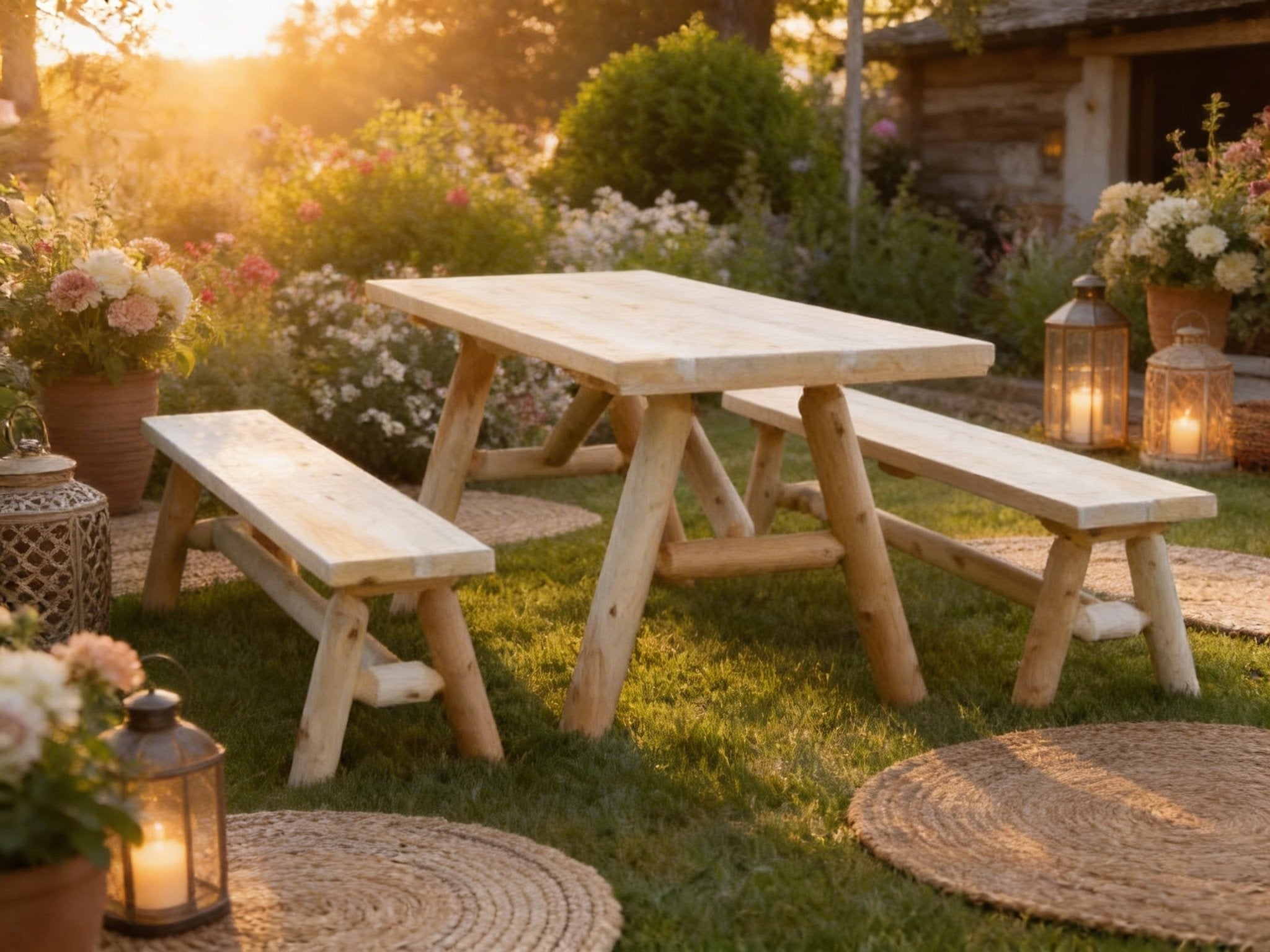 Mesa de comedor rústica de madera maciza