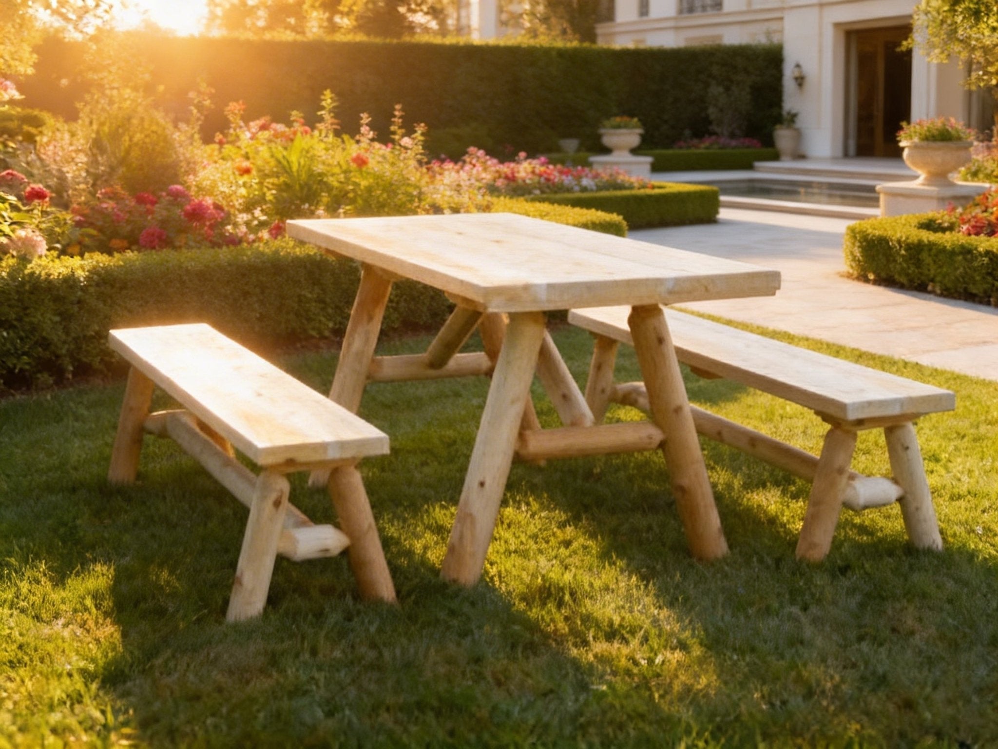 Mesa de comedor rústica de madera maciza