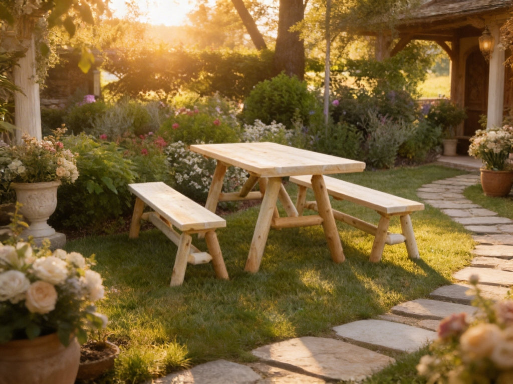 Mesa de comedor rústica de madera maciza