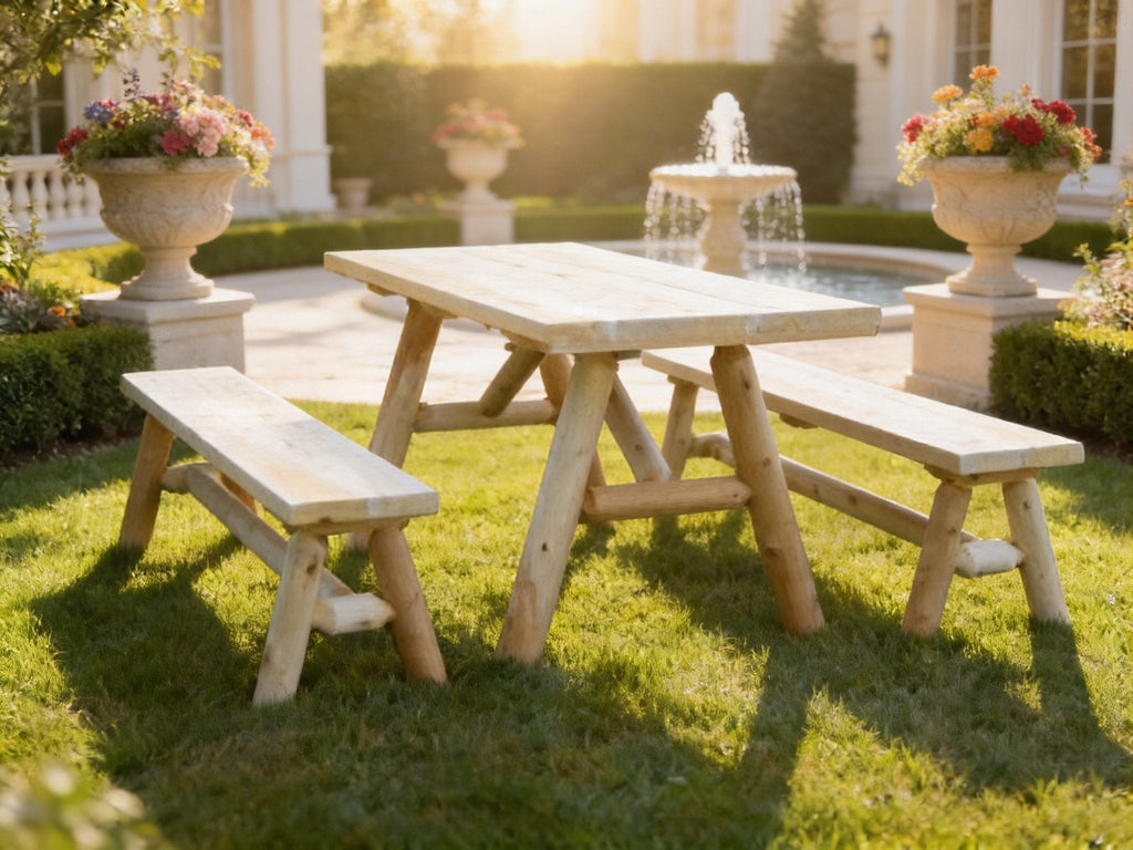 Mesa de comedor rústica de madera maciza