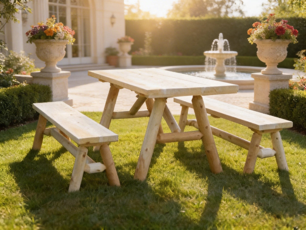 Mesa de comedor rústica de madera maciza