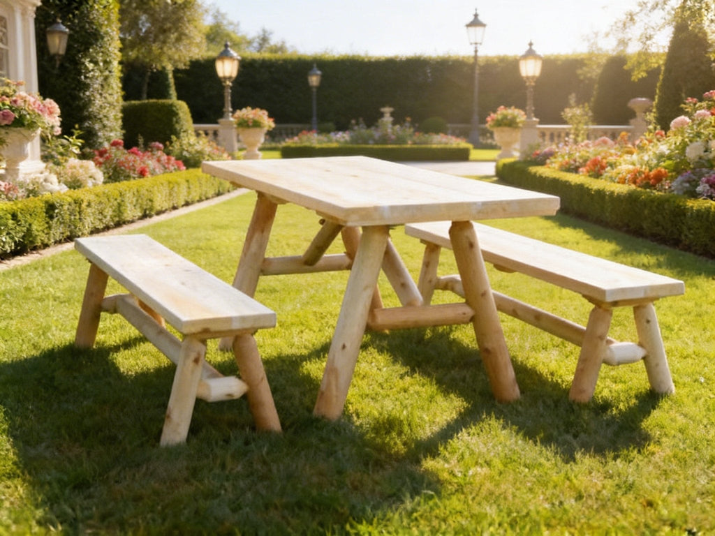 Mesa de comedor rústica de madera maciza