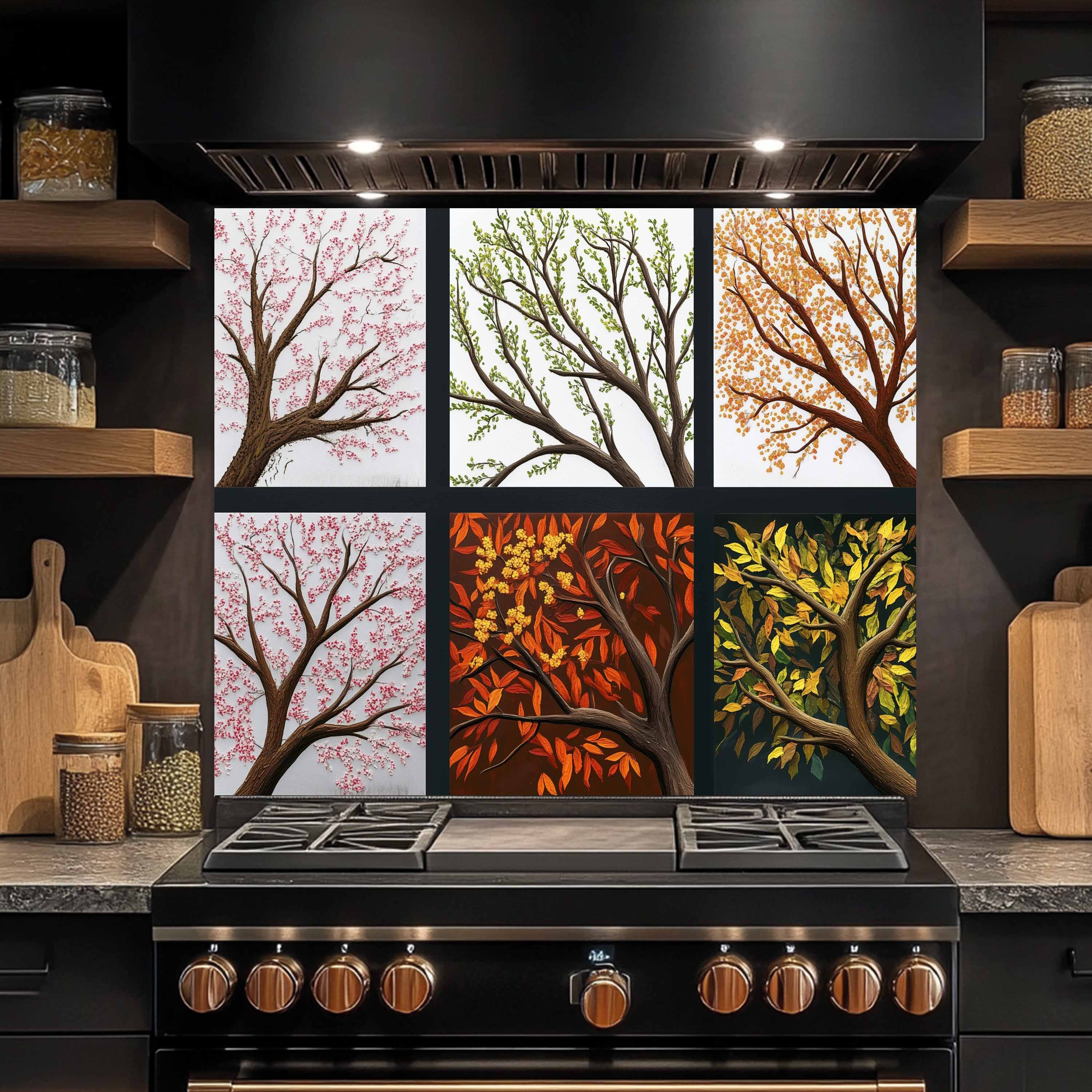 Tempered Glass Backsplash for Kitchen | Tree of Life Seasonal Art