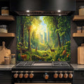 Urban Eden – Tempered Glass Backsplash for Kitchen | Nature & Urban Contrast Backsplash