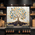 Salpicaduras de cocina personalizadas – Salpicadero de cocina de cristal templado Golden Roots