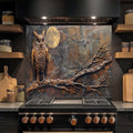 Midnight Owl Watch Tempered Glass Backsplash | Owl and Full Moon Backsplash