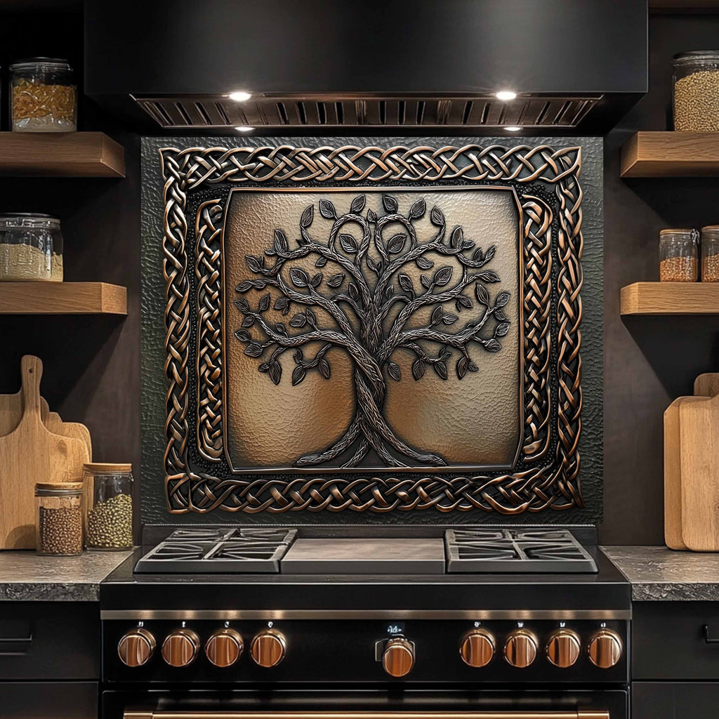 Protector contra salpicaduras de cocina personalizado – Protector contra salpicaduras de cristal templado de raíces celtas