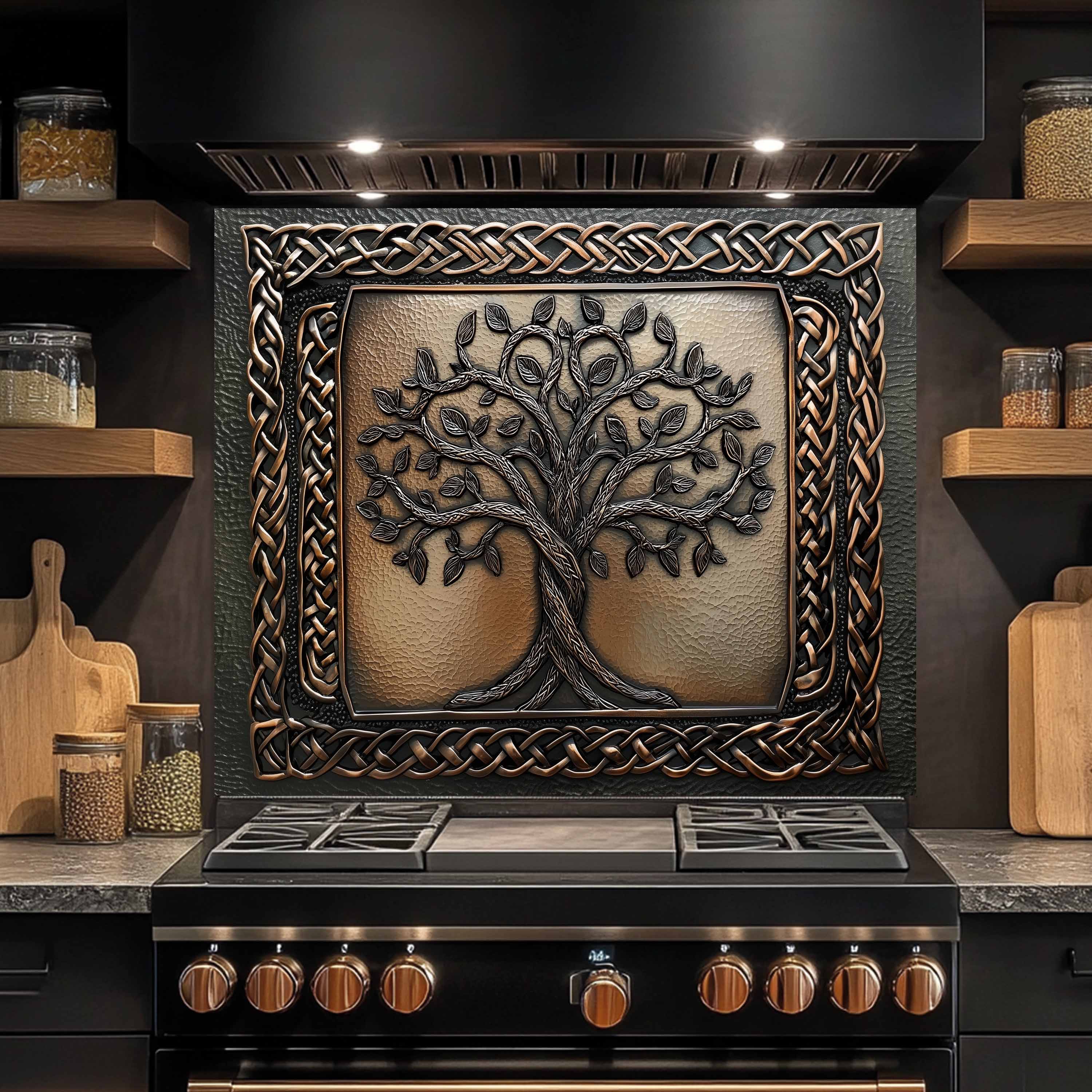 Protector contra salpicaduras de cocina personalizado – Protector contra salpicaduras de cristal templado de raíces celtas