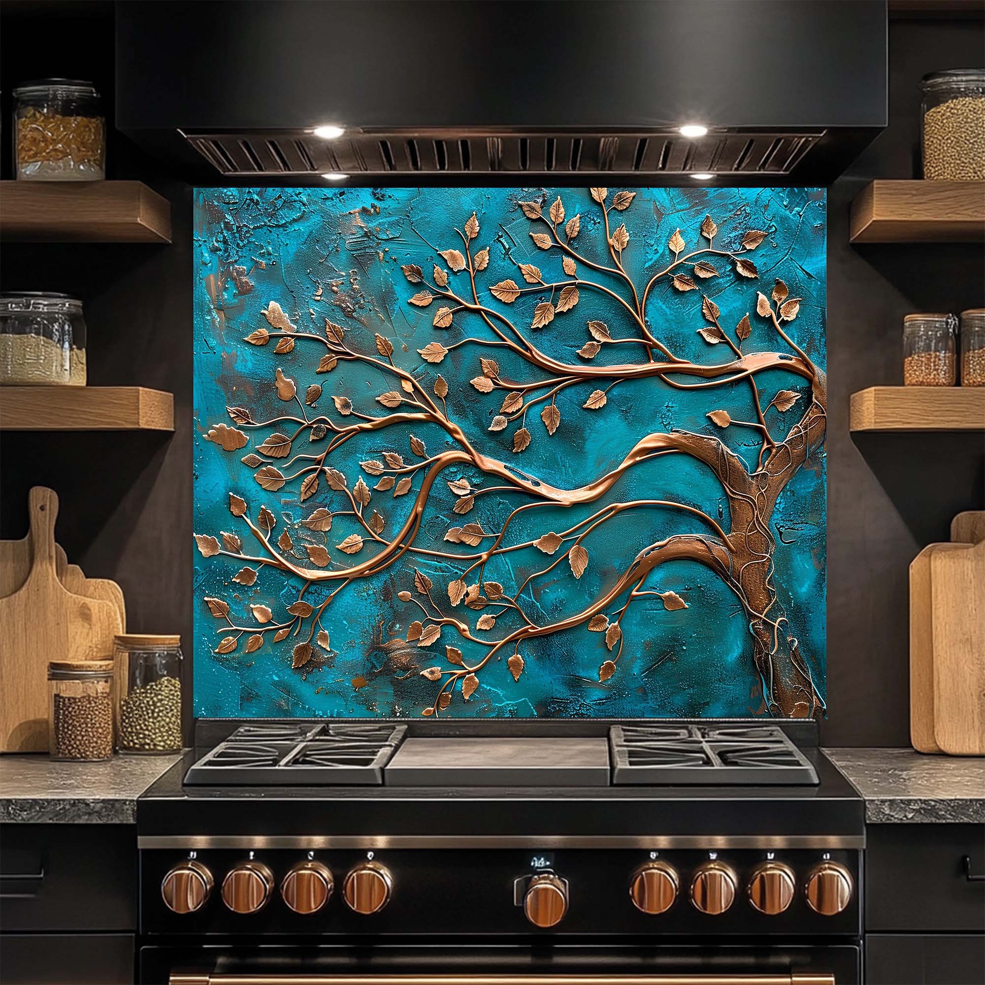 Bronze Harmony – Tempered Glass Backsplash for Kitchen – Copper Look Glass Backsplash