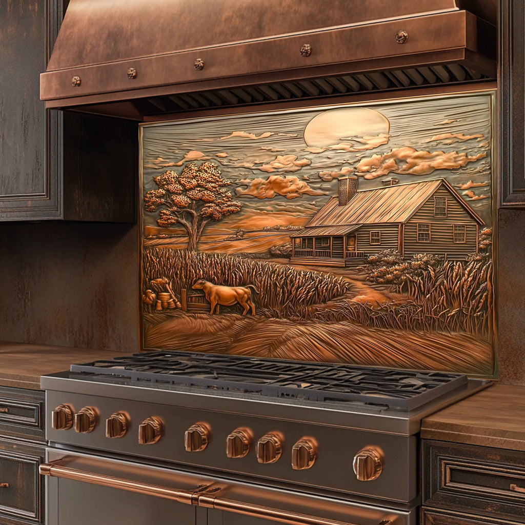 Salpicadero de cristal templado Harvest Home – Panel de salpicadero de cocina rústica estilo granja