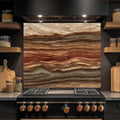 Strata Fusion – Salpicadero de cristal templado para cocina | Salpicadero de cristal geológico en tonos tierra