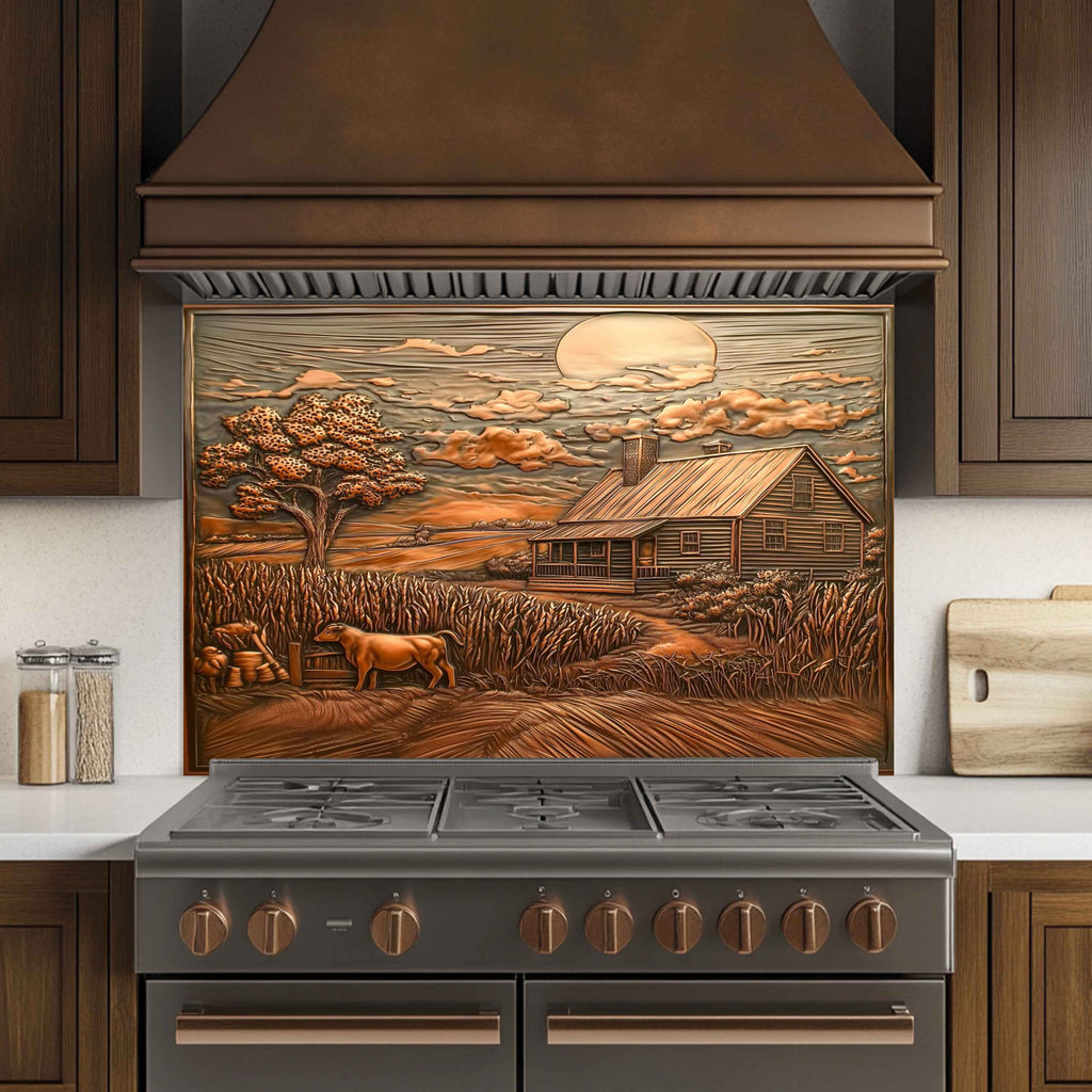 Salpicadero de cristal templado Harvest Home – Panel de salpicadero de cocina rústica estilo granja