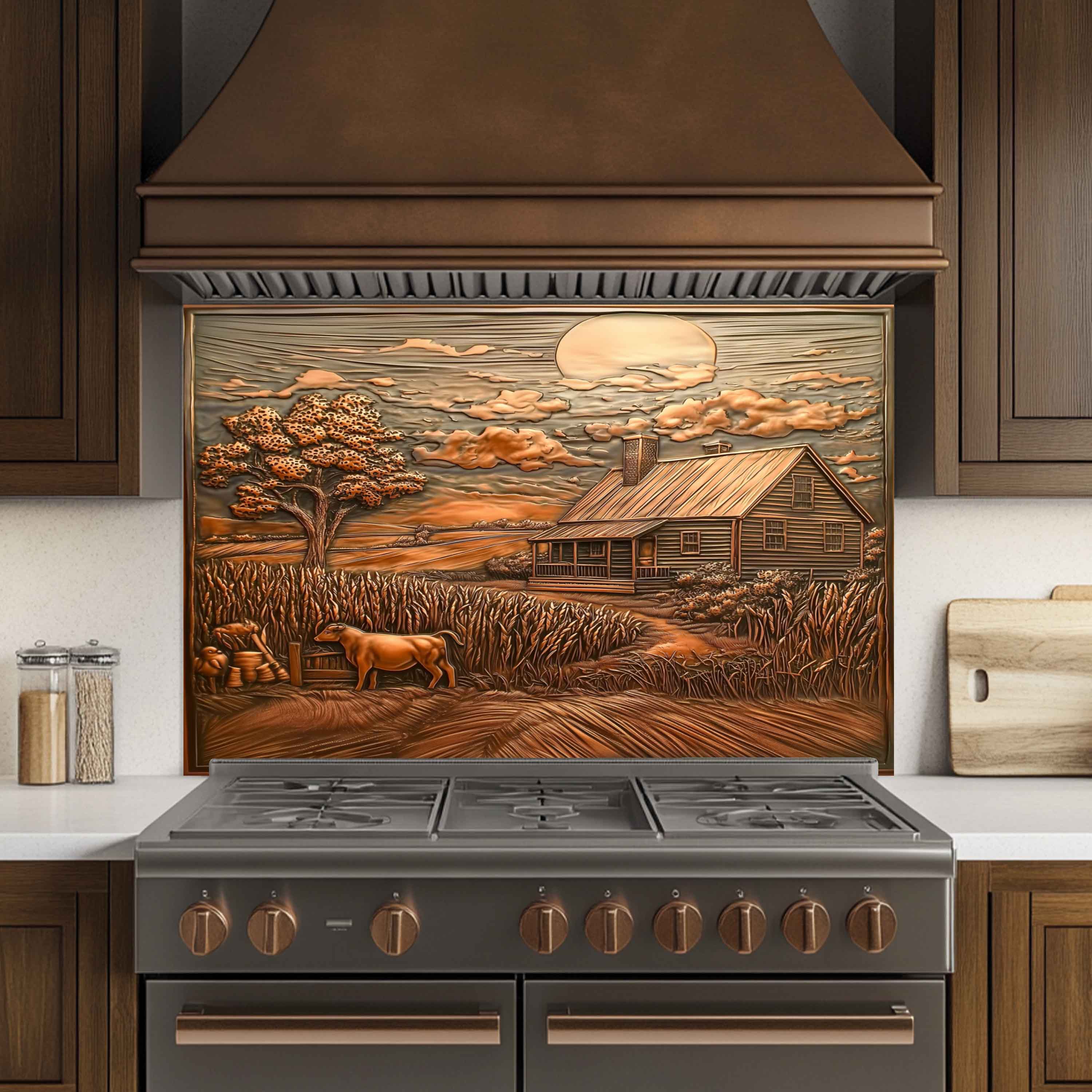 Salpicadero de cristal templado Harvest Home – Panel de salpicadero de cocina rústica estilo granja