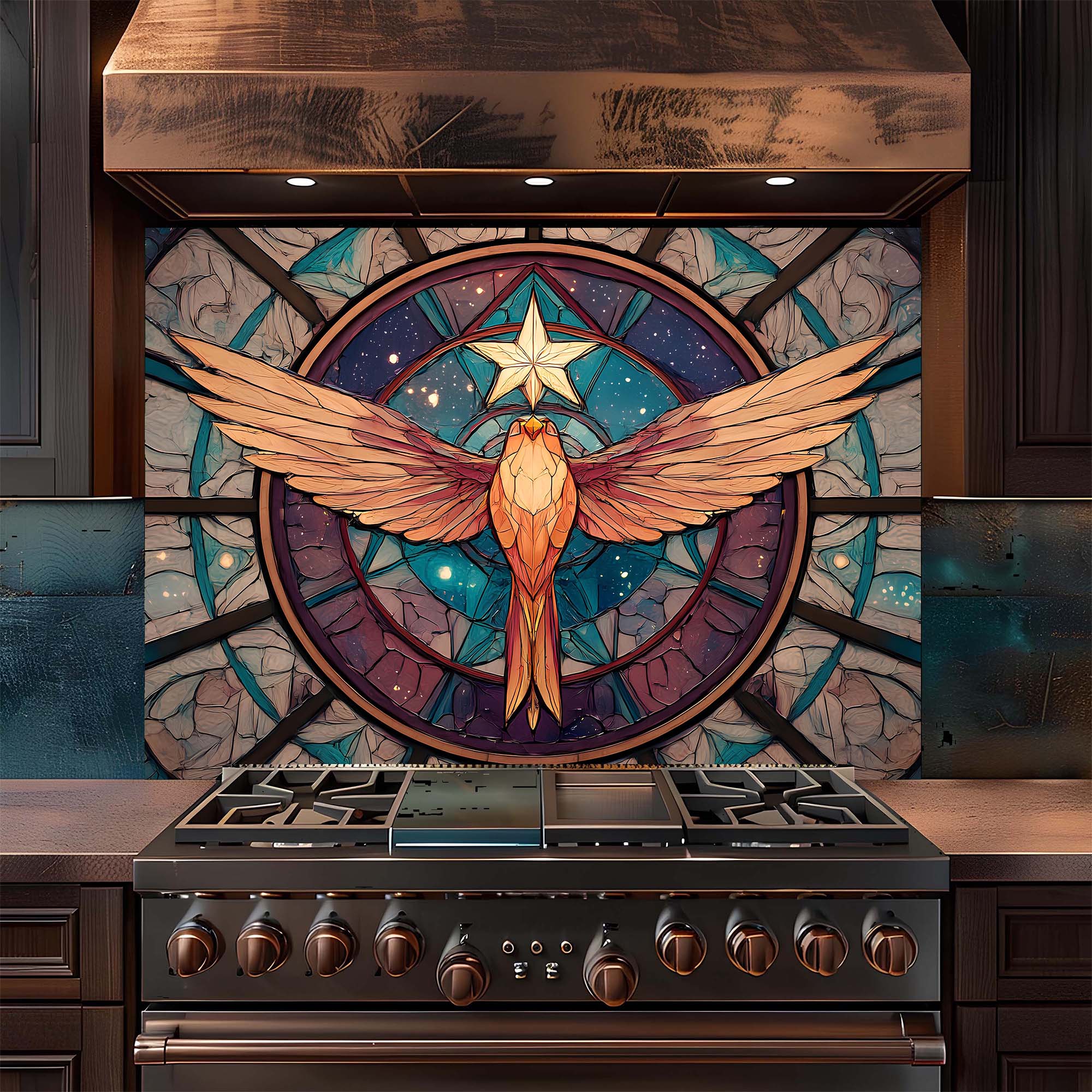 Salpicadero de cocina personalizado – Salpicadero de cristal templado «Ascenso Celestial» para estufa