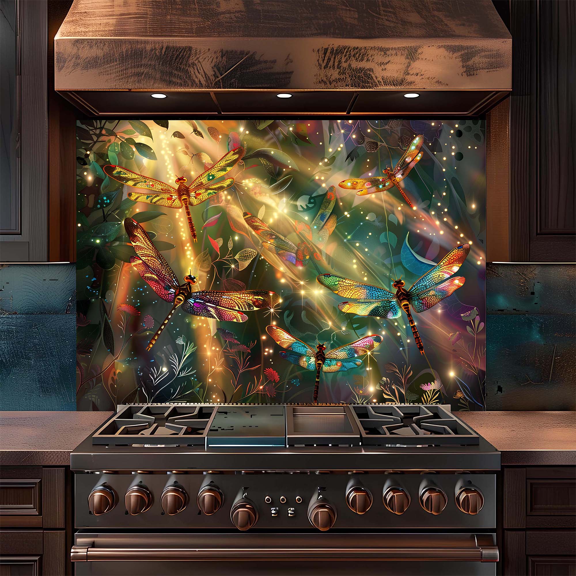 Salpicadero de cocina personalizado – Salpicadero de cristal templado Enchanted Flight para encimera