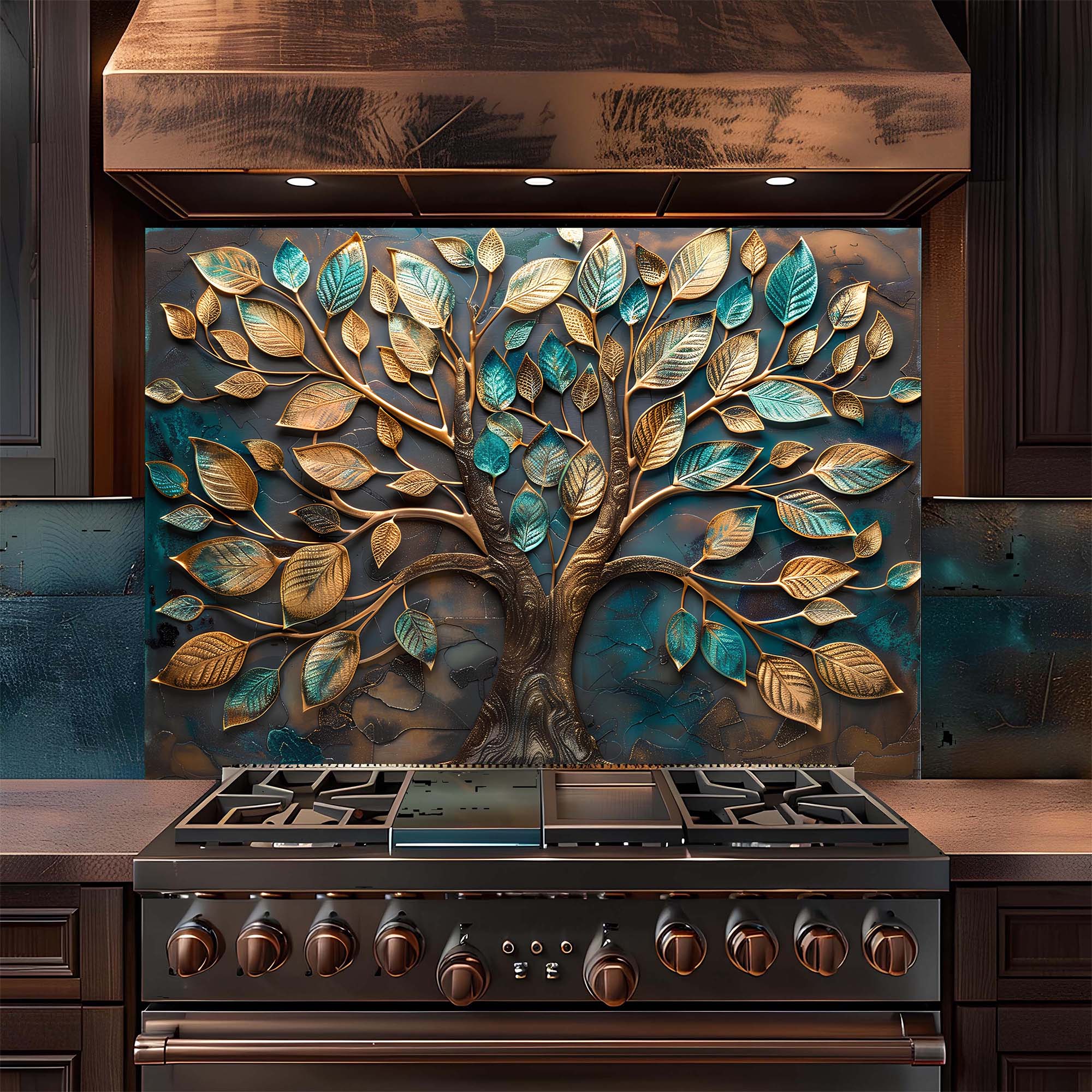Protector contra salpicaduras de cocina personalizado – Protector contra salpicaduras para estufa de cristal templado Golden Grove