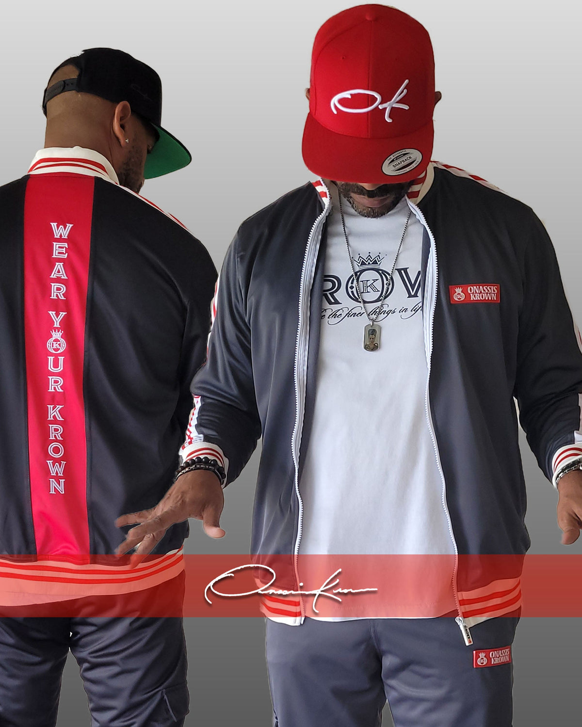 Red Label Designer Onassis Krown Tracksuit in Gray
