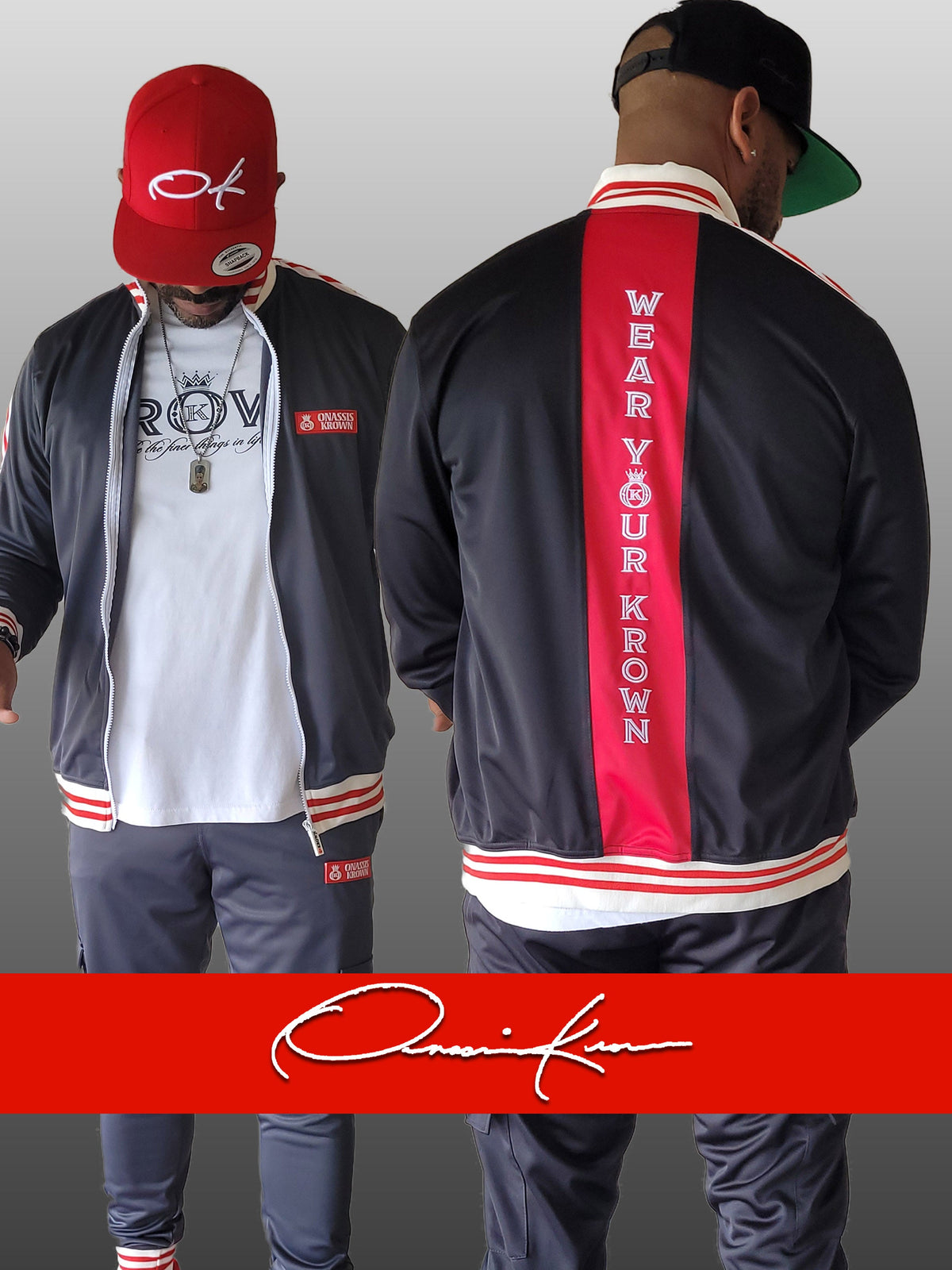 Red Label Designer Onassis Krown Tracksuit in Black