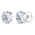 2CTW Created Moissanite Stud Earrings (G-VS) in Choice of 14K White Gold or Yellow Gold