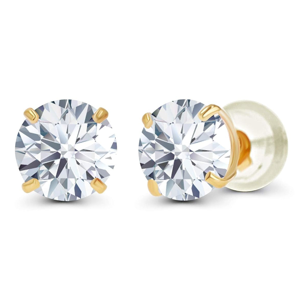 2CTW Created Moissanite Stud Earrings (G-VS) in Choice of 14K White Gold or Yellow Gold