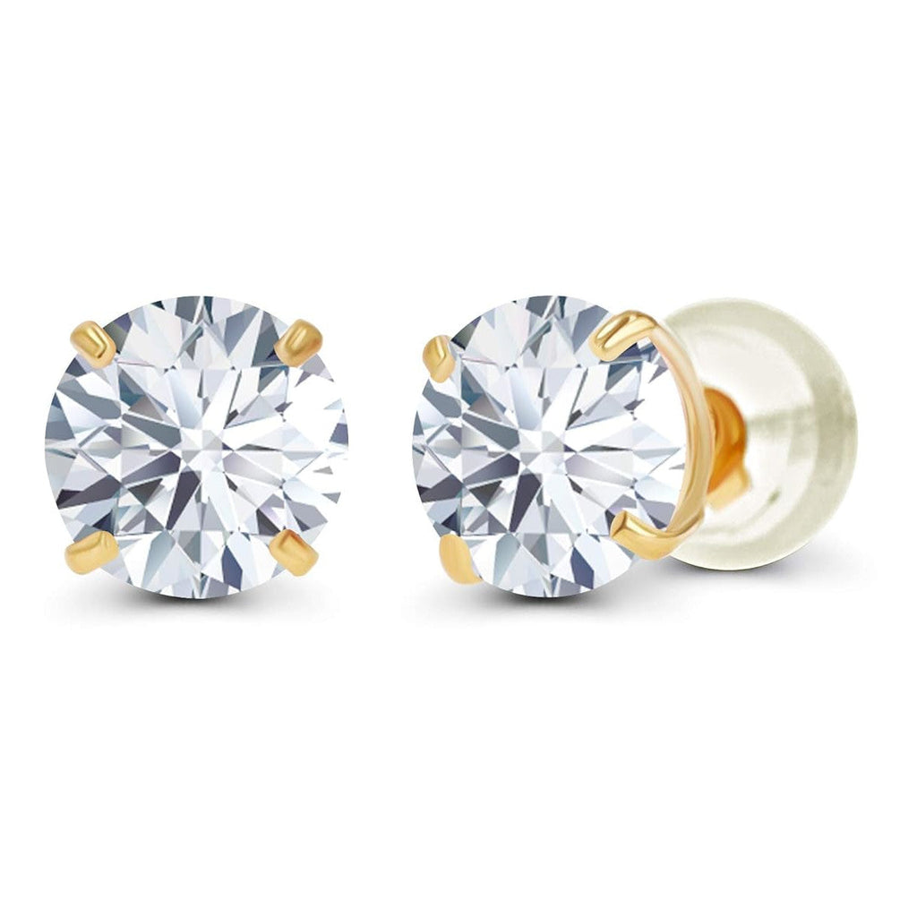 2.50 CTW AGI Certified Lab-Grown Diamond Stud Earrings in 14K Yellow Gold | G Color VS Clarity