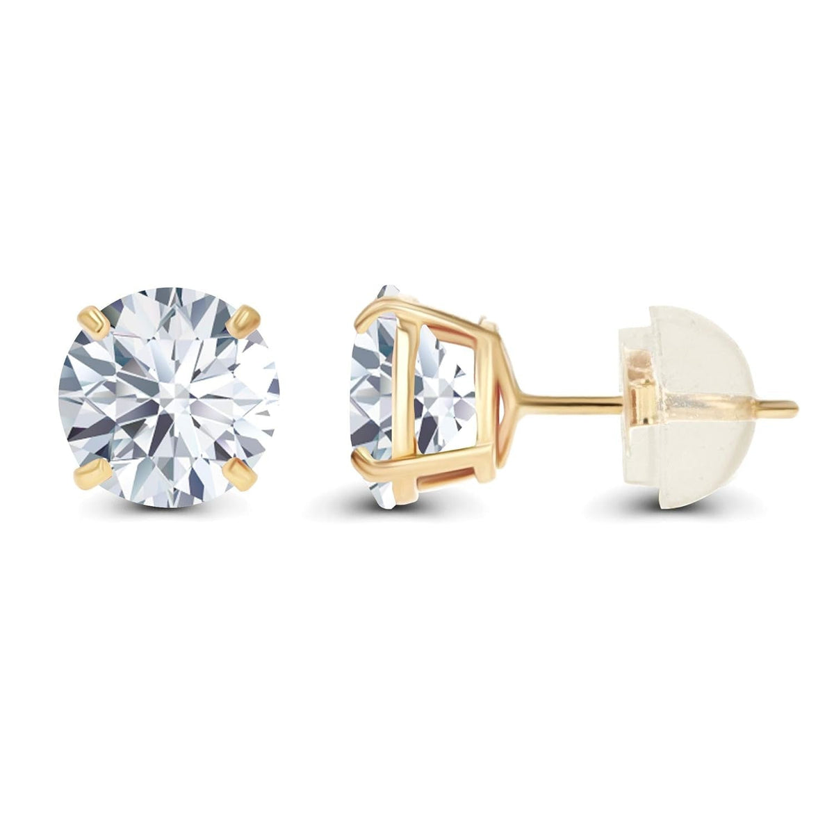 2.00 CTW Round CZ Stud Earrings in 14K White or Yellow Gold – Handcrafted Luxury