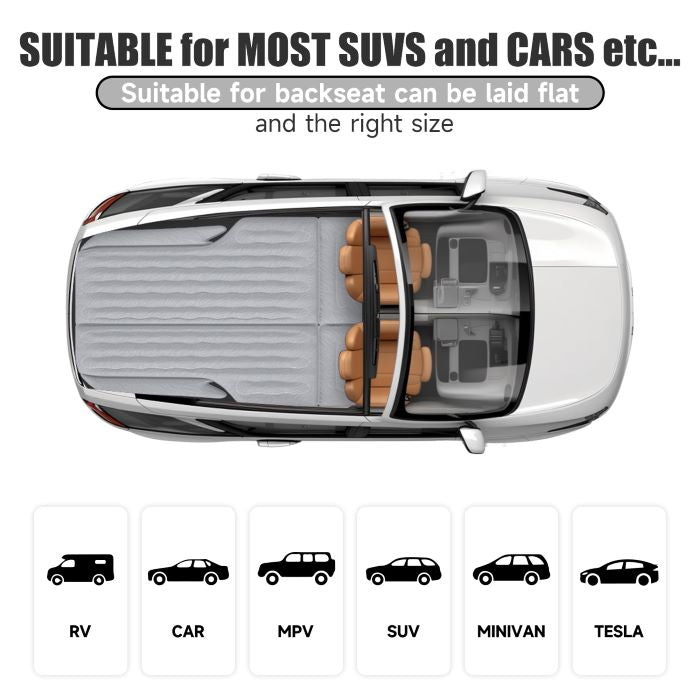 Colchón de aire universal DikaSun para SUV – Flocado mejorado, superficie Oxford extragruesa, con bomba eléctrica y cable de carga de 3 m (gris)