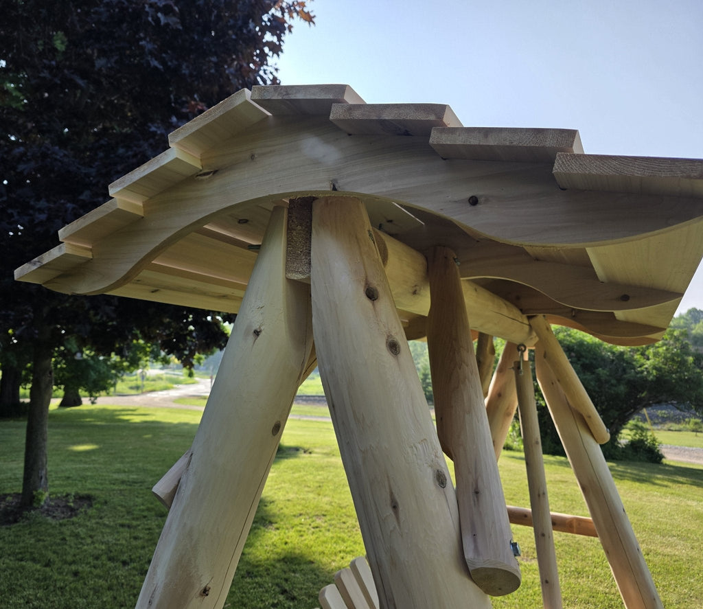 Columpio de madera con toldo para porche