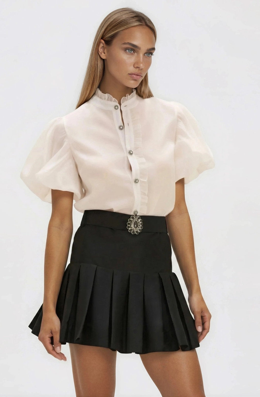 Camisa Taffeta Bloom – Blanco Crudo