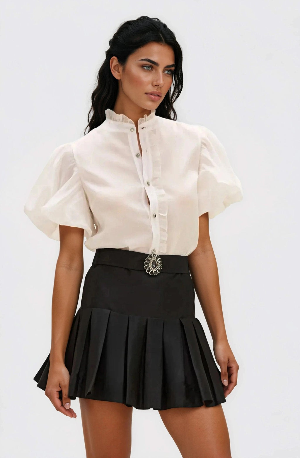 Camisa Taffeta Bloom – Blanco Crudo