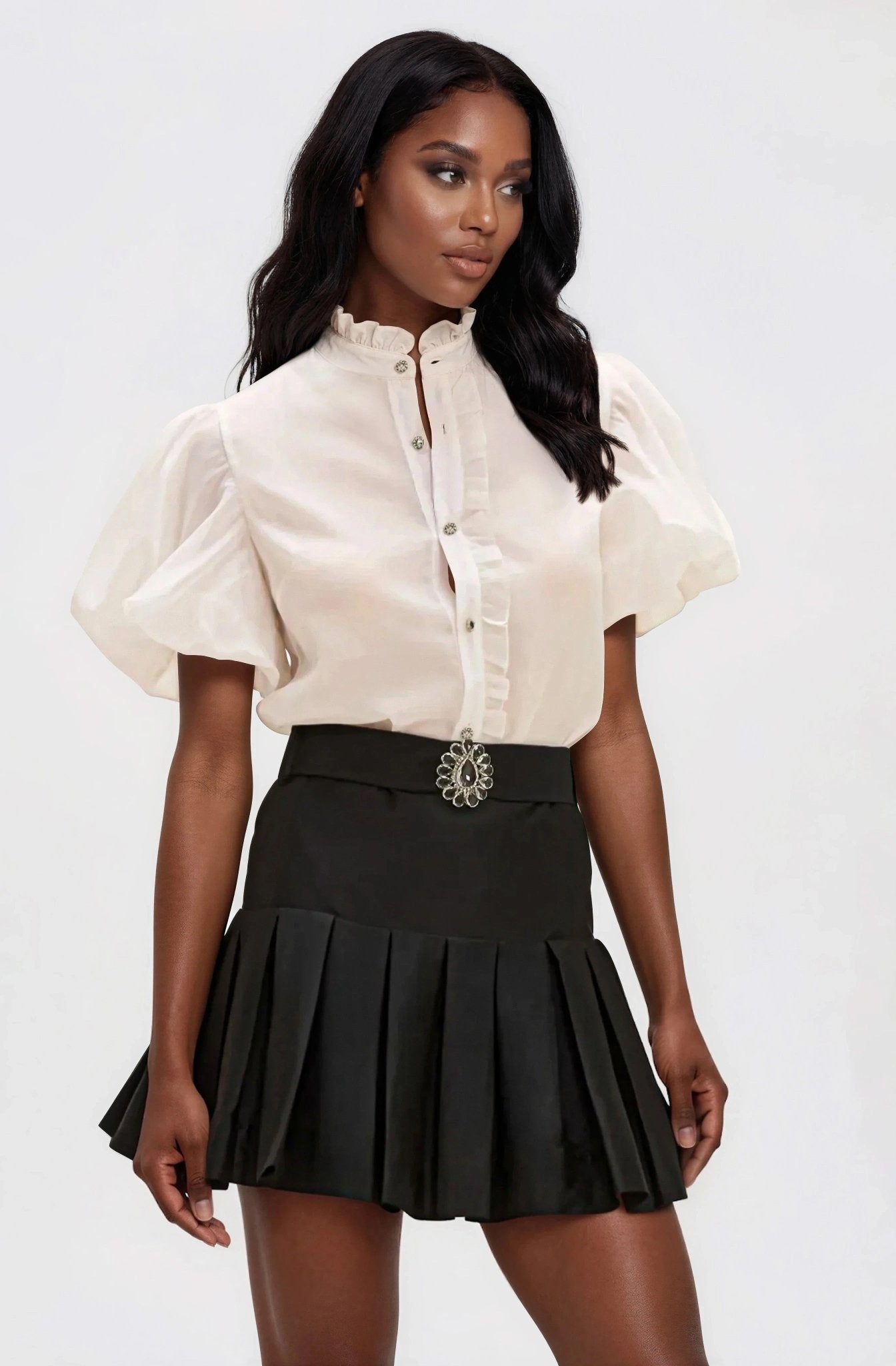 Camisa Taffeta Bloom – Blanco Crudo