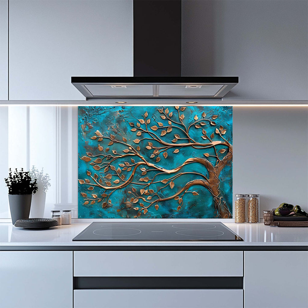 Bronze Harmony – Tempered Glass Backsplash for Kitchen – Copper Look Glass Backsplash