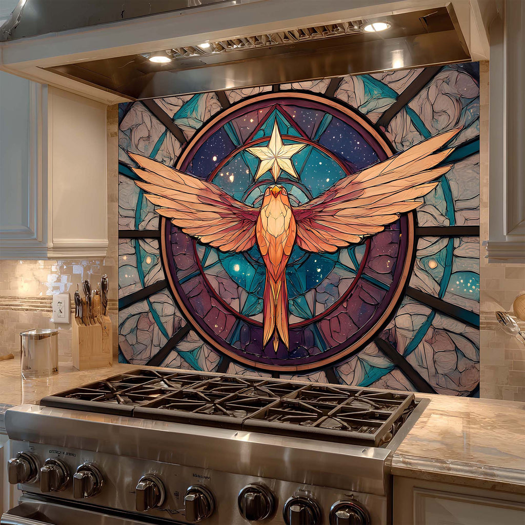 Salpicadero de cocina personalizado – Salpicadero de cristal templado «Ascenso Celestial» para estufa