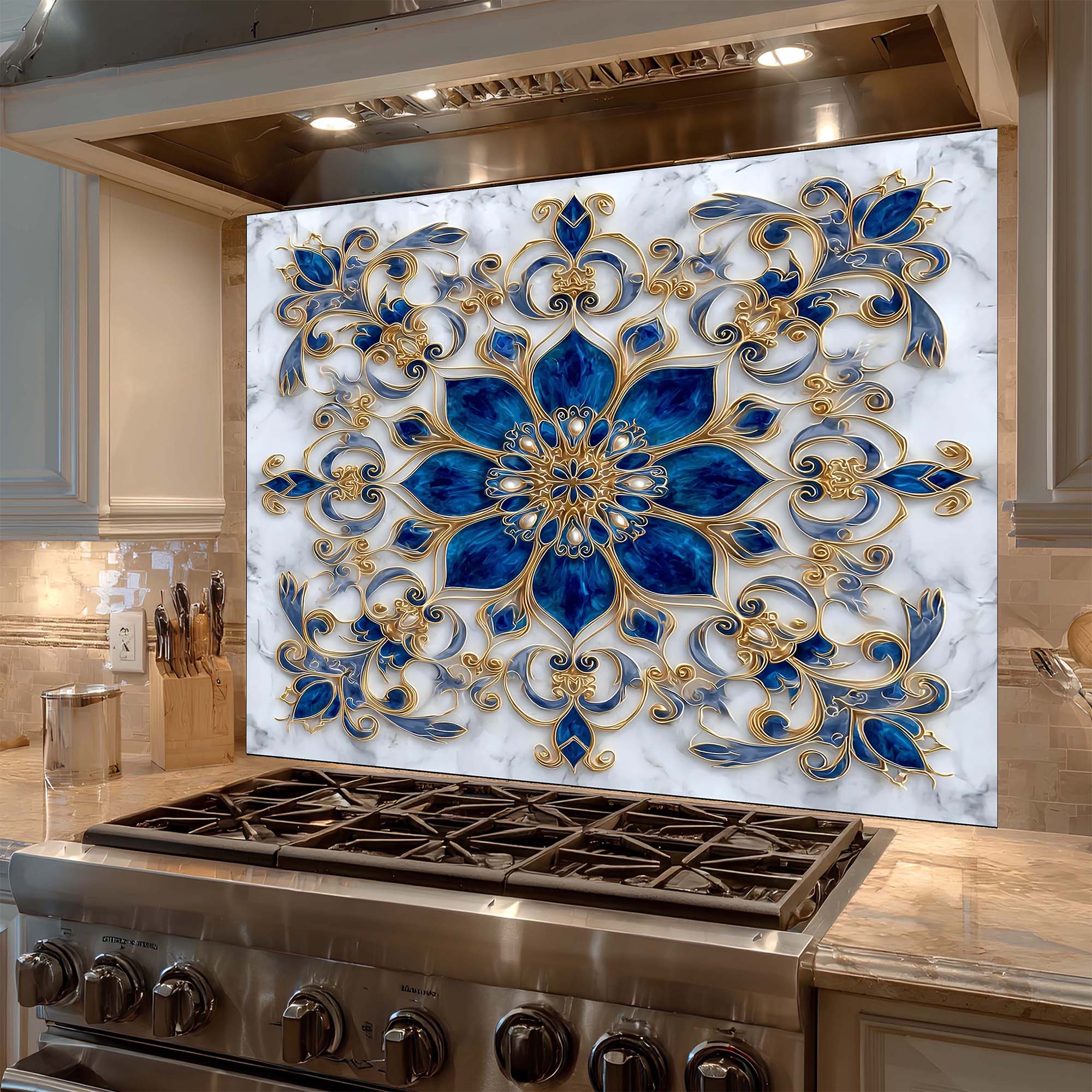 Salpicadero de cocina personalizado – Salpicadero de cristal templado Royal Sapphire para cocina
