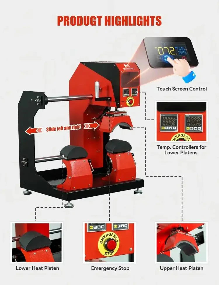 TITAN Double Station Dual Heat Pneumatic Dual Heat Cap & Label Combo Heat Press
