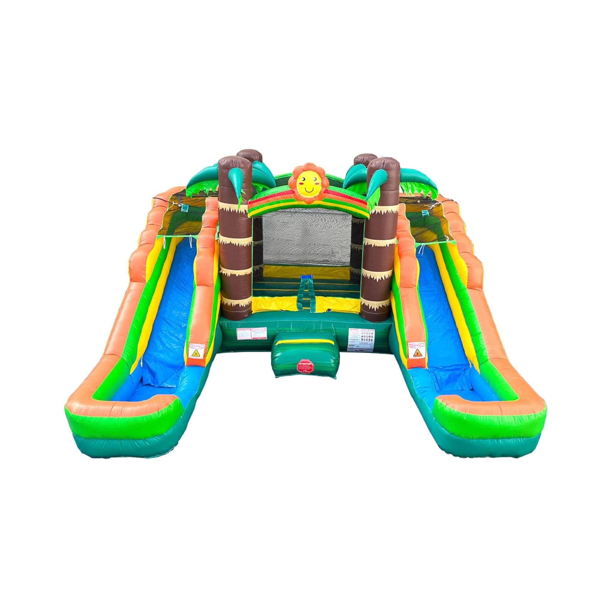 Castillo hinchable combo tropical de 16 pies con toboganes acuáticos dobles (SAK92508)