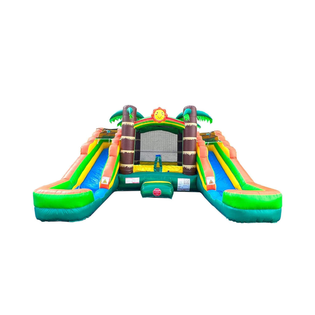 Castillo hinchable combo tropical de 16 pies con toboganes acuáticos dobles (SAK92508)