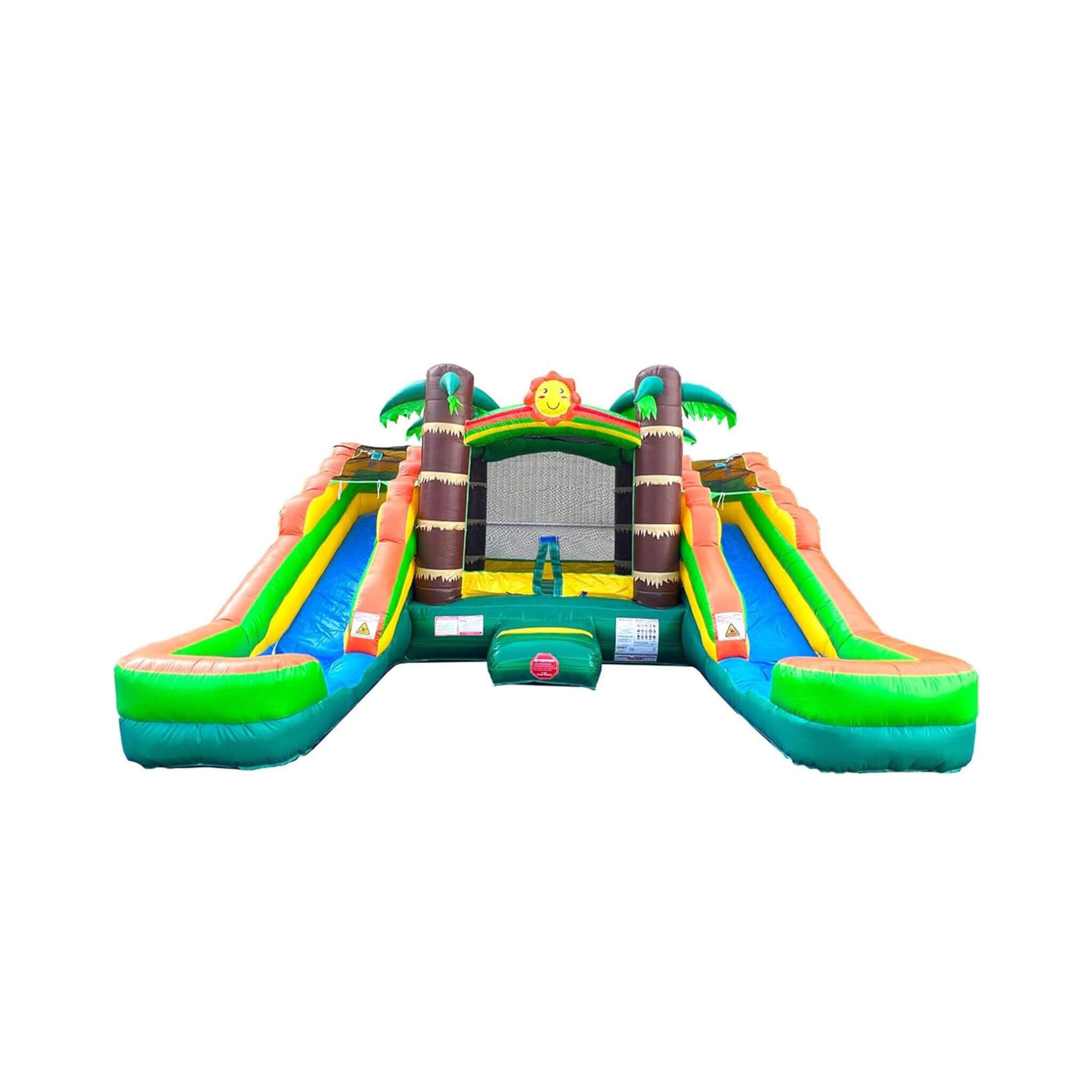 Castillo hinchable combo tropical de 16 pies con toboganes acuáticos dobles (SAK92508)