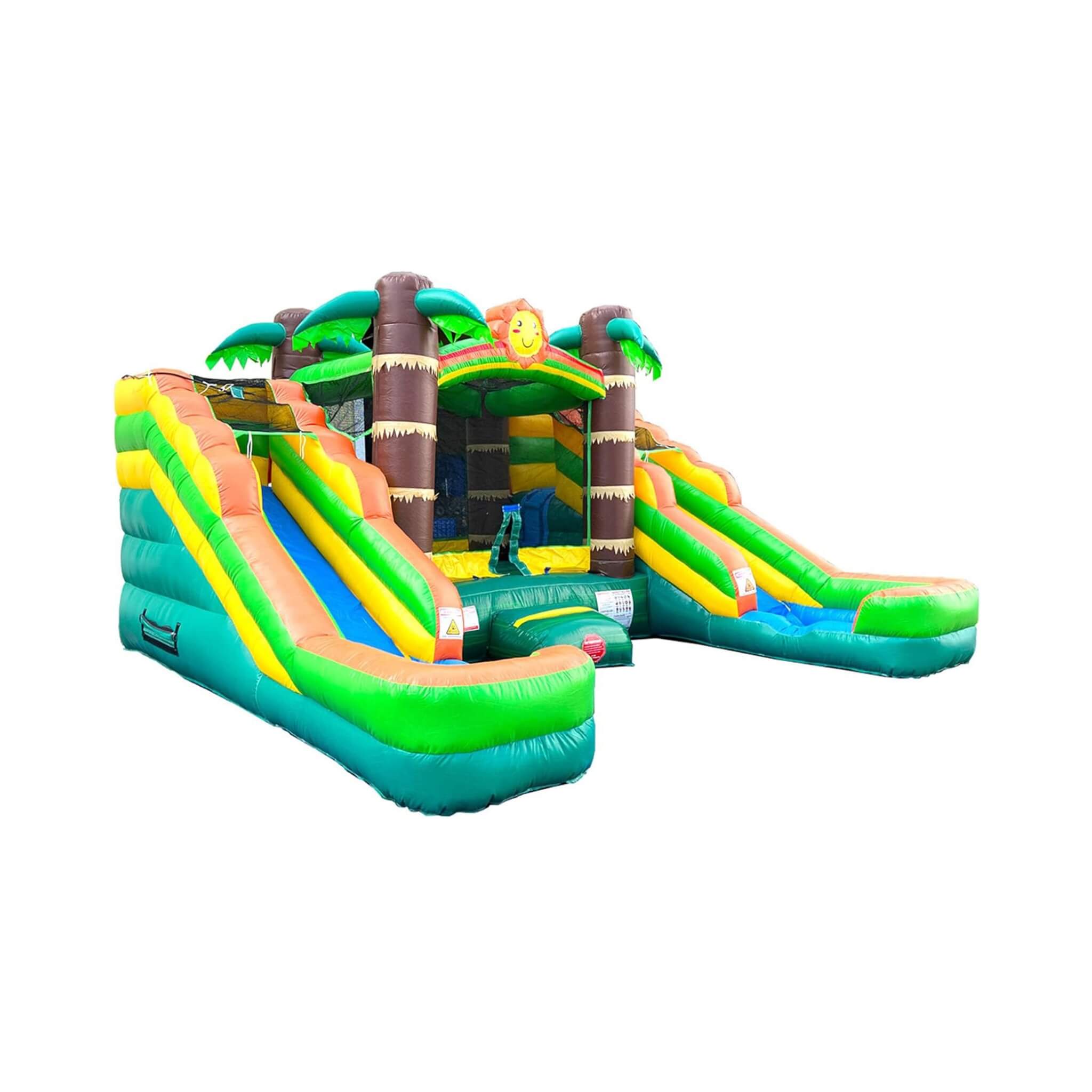 Castillo hinchable combo tropical de 16 pies con toboganes acuáticos dobles (SAK92508)