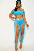 Turquoise Gold Princess Jas 3 Piece Costume