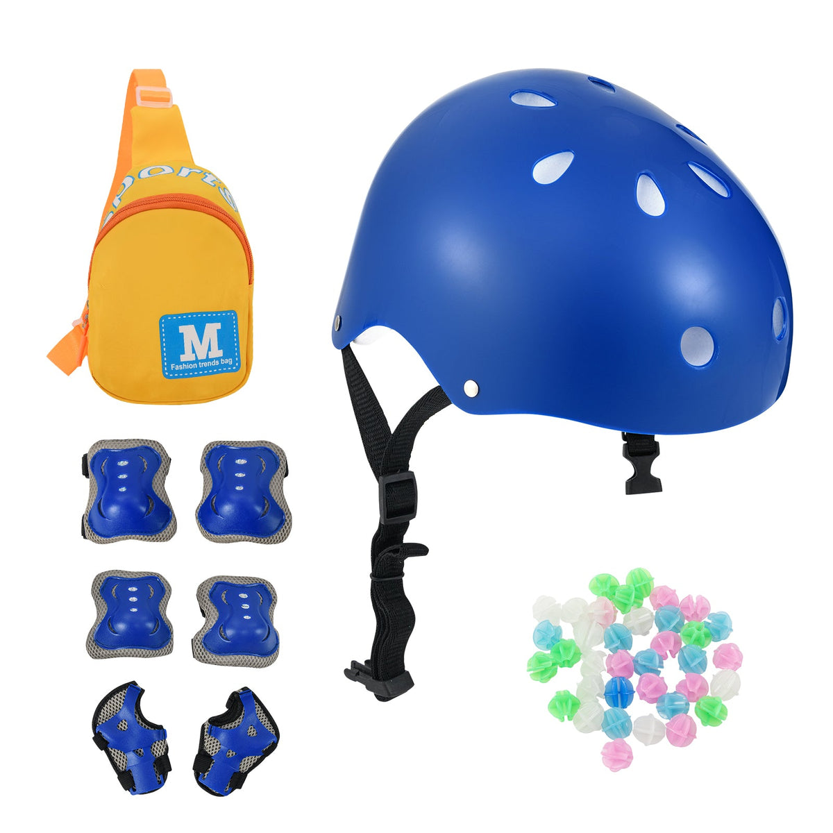 14 Inch Kids Bike White with Blue Helmet Protective Set
