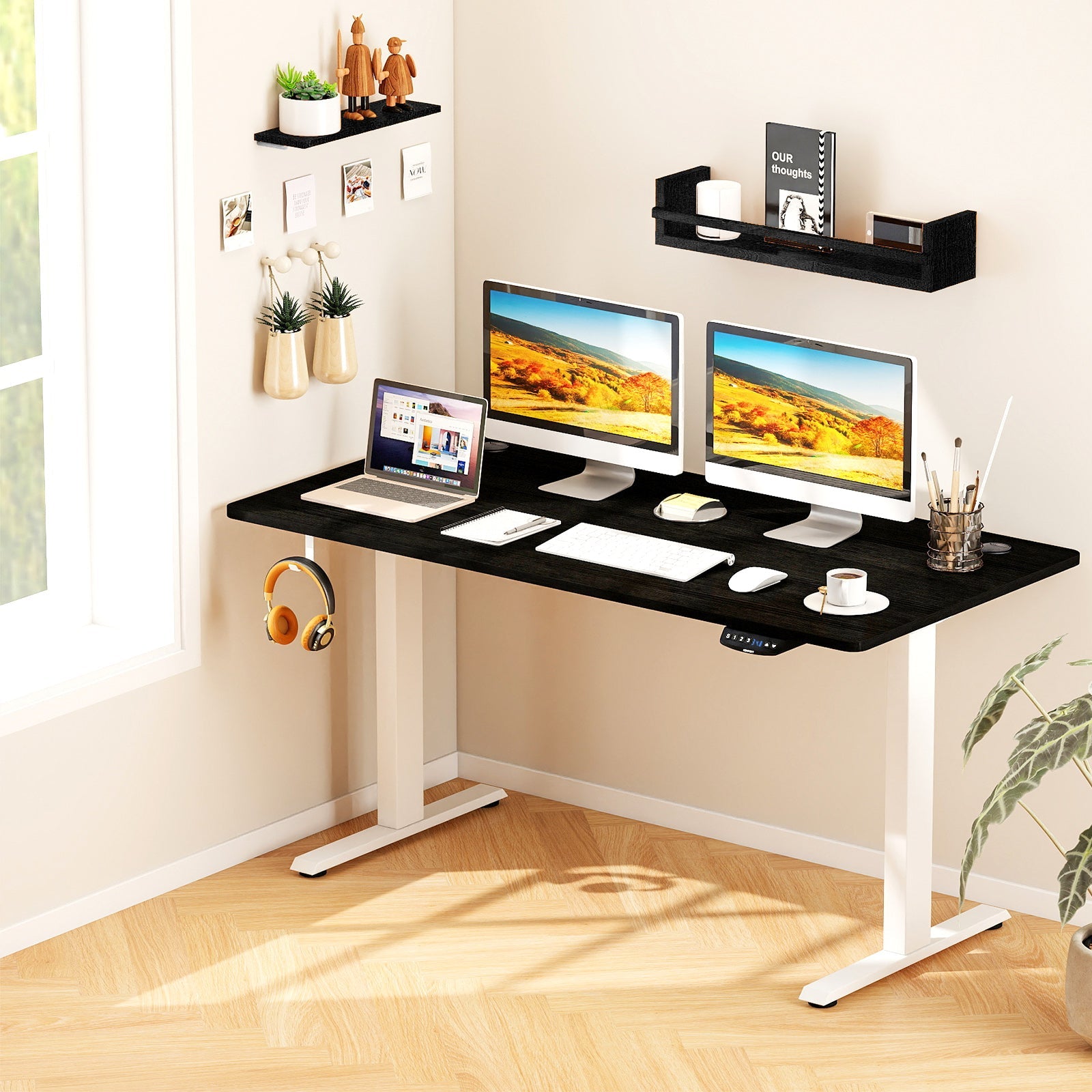 Electric Standing Desk Height Adjustable with 3 Memory Heights Black