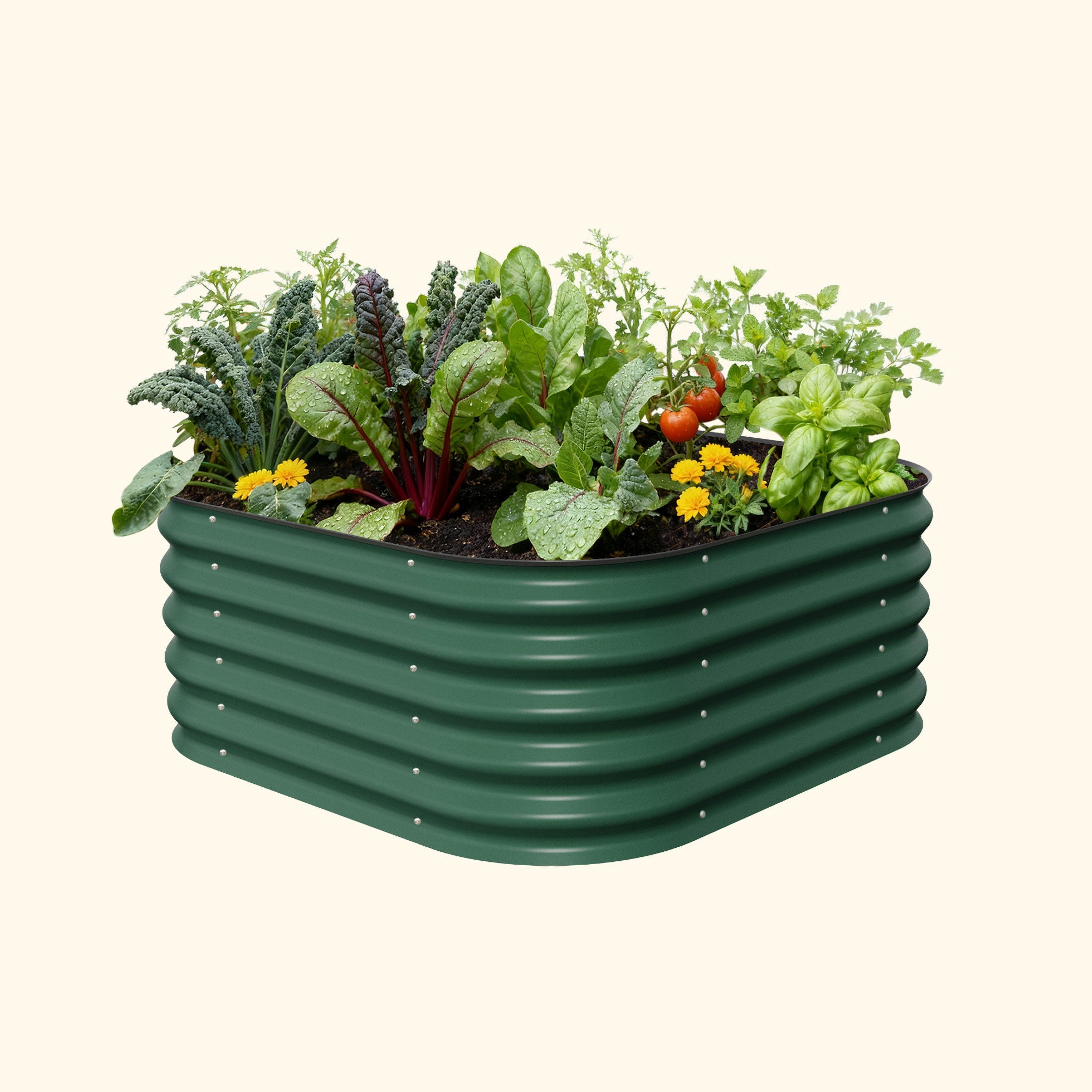 Kit de cama de jardín elevada modular pequeña de metal 4 en 1 de 43 cm de altura